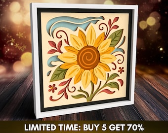 3D Sunflower Shadow Box SVG: Layered Paper Art, Cricut/Laser Cut File (Digital Download)