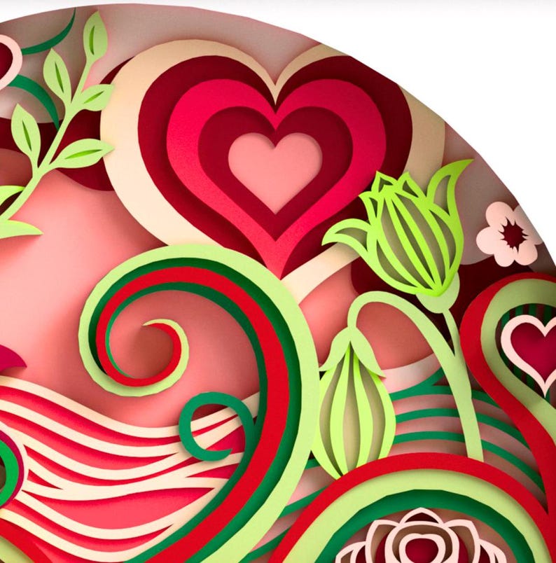 3D Floral Heart Shadow Box SVG | Layered Love Cut Files for Cricut ...