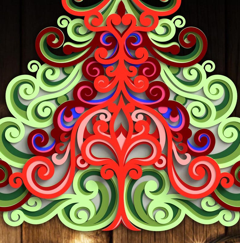 3D Christmas Tree Mandala SVG: Layered Laser Cut File (digital Download ...