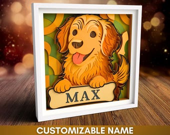Custom Dog Name Shadow Box SVG: Laser Cut File for Cricut (Digital Download)