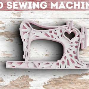 Macchina da cucire 3D SVG DXF a strati - Sartoria artigianale e quilting Mandala Svg - File Svg per arte murale per progetti Cricut, taglio laser, Shadow box