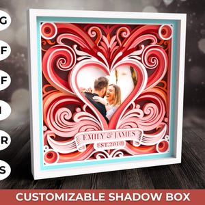 3D Wedding SVG DXF files, Heart Layered Svg, Shadow box Svg files for Cricut Projects, Laser Cut files, Papercut - Wedding Anniversary Gift