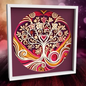 3D levensboom SVG DXF, Shadow Box Svg bloemen, meerlagige boom Svg - boom lasergesneden bestanden, Bonsai gelaagde, Cricut projecten - stamboom