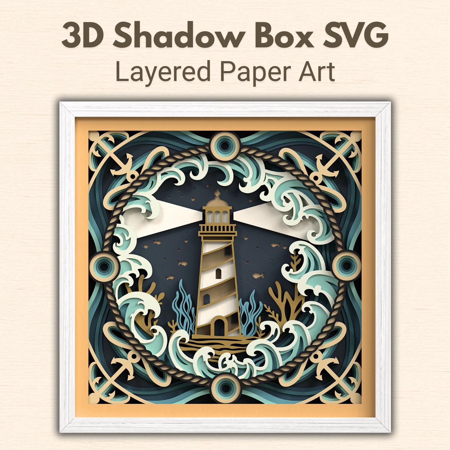 3D Nautical Shadow Box SVG, Anchor Svg, Lighthouse Papercut Svg ...