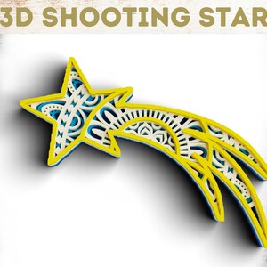 3D Shooting Star SVG DXF 4 Layer | Christmas SVG | 3D Mandala Svg ...