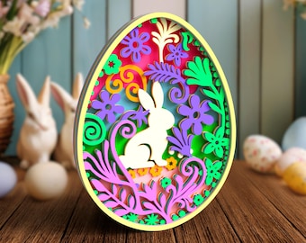 Osterei SVG: Blumenhase Laser Cut Dateien (Digitaler Download)