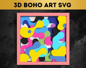 3D Boho Wall Art SVG: Layered Shadow Box Files