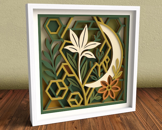 3D Floral Geometry Shadow Box SVG: Layered Paper Art (Digital Download)