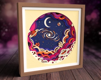 3D Galaxy Shadow Box SVG, Planet SVG, Universe Papercut Art, Layered Space SVG Files for Cricut & Laser Cut