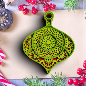 3D Christmas Ornament SVG Bundle: Layered Mandala Laser Cut Files image 6