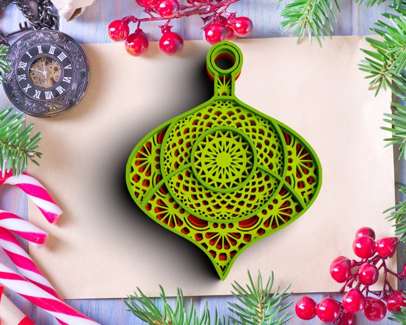 3D Christmas Ornament SVG Bundle: Layered Mandala Laser Cut Files image 6