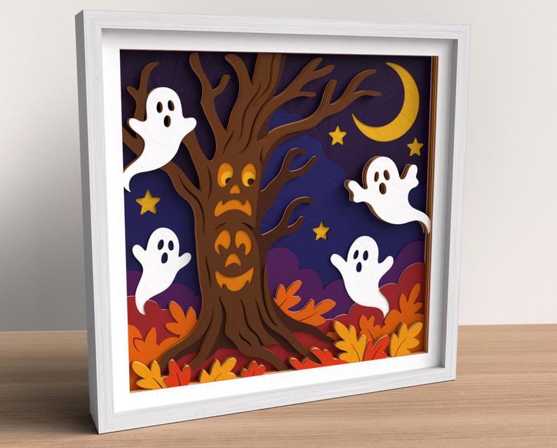 Halloween Shadow Box SVG Bundle - Hand-drawn Spooky Multi Layered Files ...