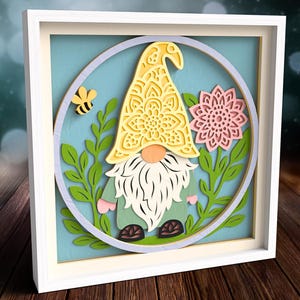 3D Gnome Shadow Box SVG: Layered Paper Art, Cricut Laser Cut File (Digital Download
