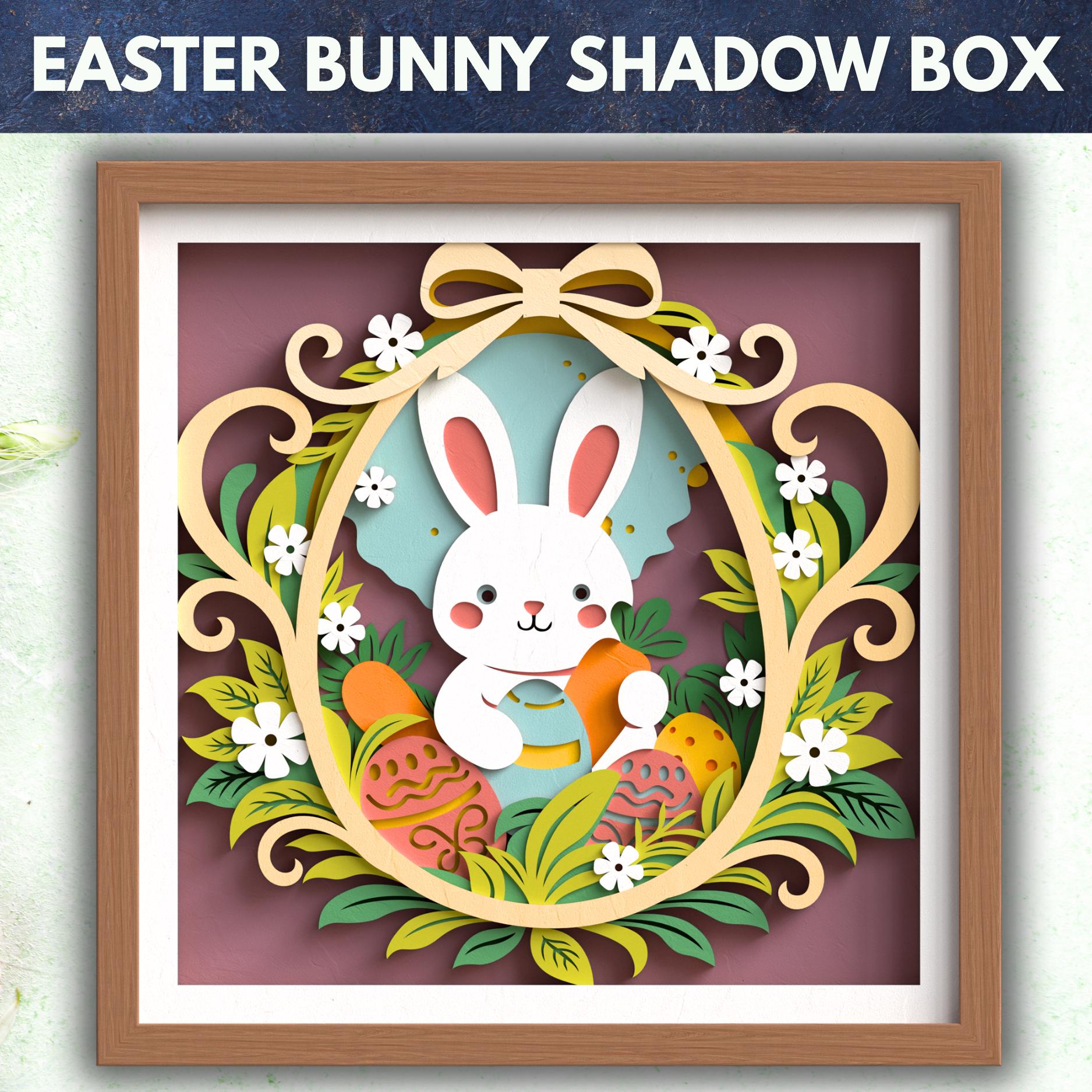 3D Easter Bunny SVG Shadow Box Floral Egg Layered Files Cricut ...