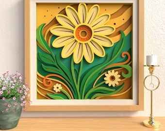 3D Layered Daisy SVG: Flower Shadow Box, Nature SVG Files for Cricut Projects, Silhouette, Papercut, Laser Cut | Spring Decor