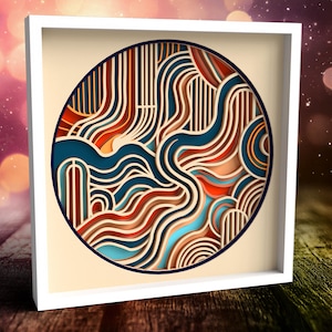 File SVG DXF geometrici 3D - Boho Art Svg - File Svg astratti a strati per progetti Cricut, file di arte tagliata al laser, file di arte tagliata su carta - Shadow Box Svg
