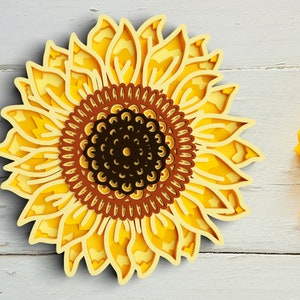 3D geschichtete Sonnenblume SVG: Blumenmandala, Cricut & Laser Cut Datei Bild 7