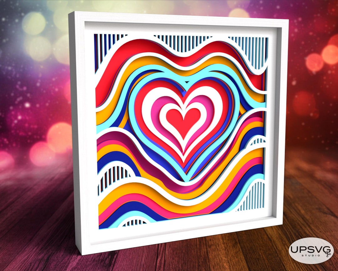 3D Valentine Heart Shadow Box SVG | Layered Love Cut Files for Cricut ...