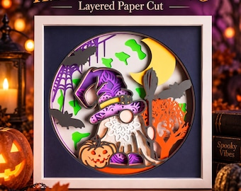3D Halloween Gnome Spider Web SVG: Layered Mandala Design (Digital Download)