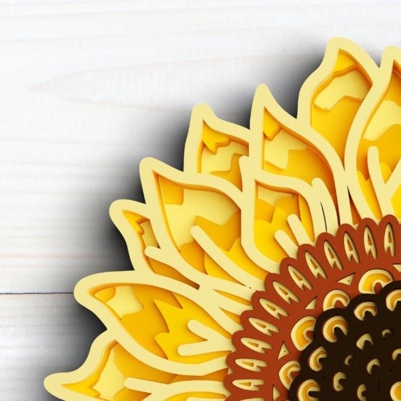 3D geschichtete Sonnenblume SVG: Blumenmandala, Cricut & Laser Cut Datei Bild 6