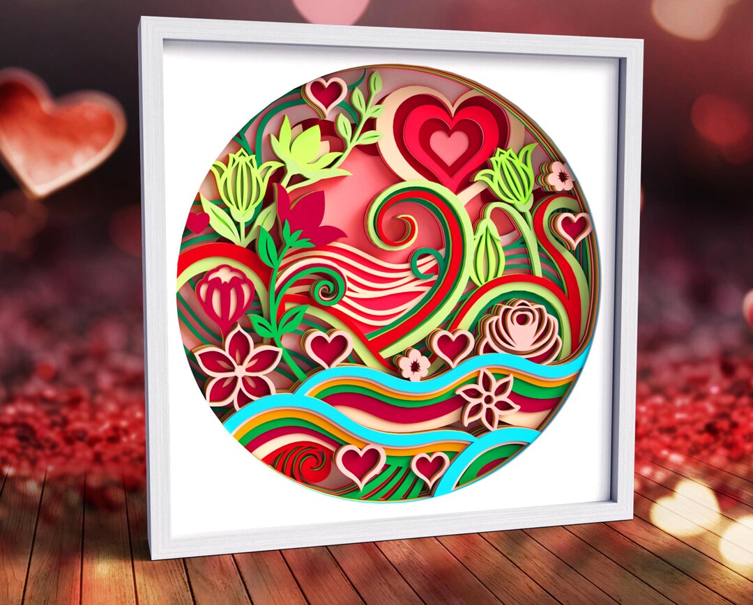 3D Floral Heart Shadow Box SVG | Layered Love Cut Files for Cricut ...