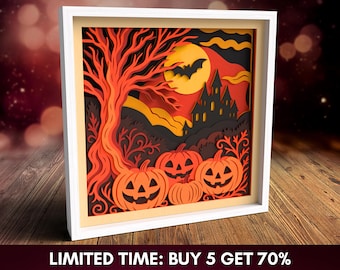 3D Halloween Shadow Box SVG: Pumpkin Laser Cut File, Cricut, Paper Cutting (Digital Download)