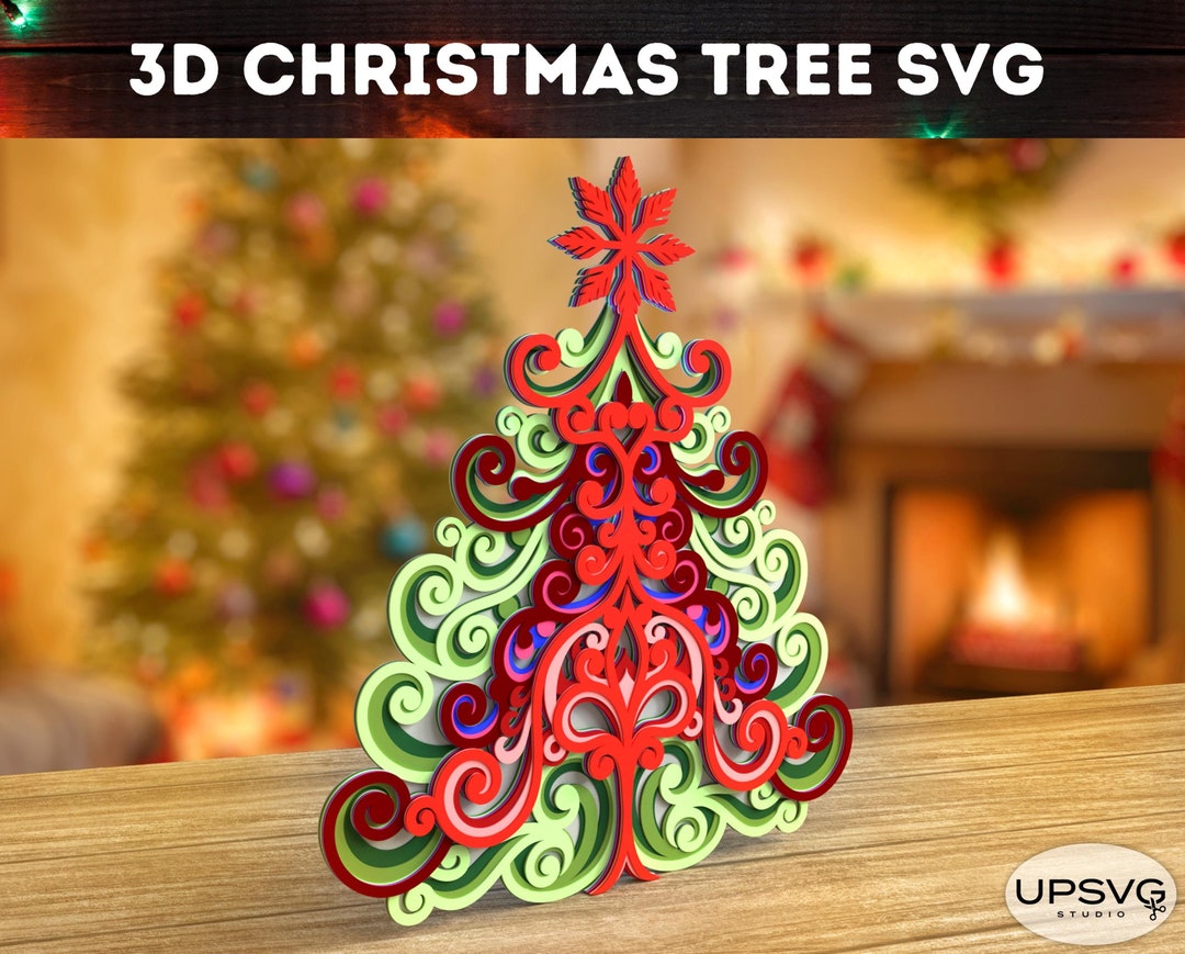 3D Christmas Tree Mandala SVG: Layered Laser Cut File (digital Download ...