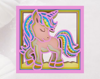 Unicorn Shadow Box SVG: 3D Layered Paper Cut Template (Digital Download)