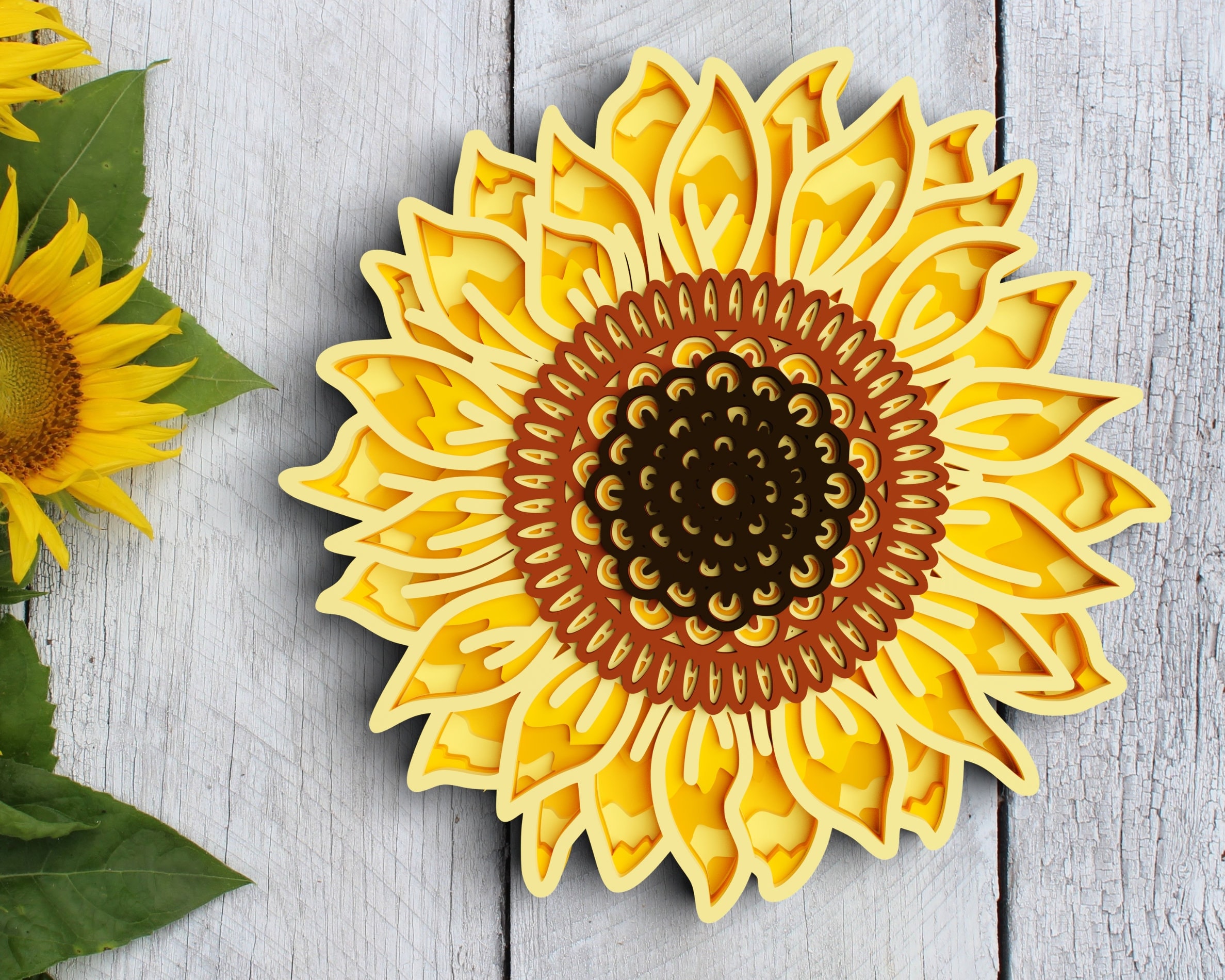 3D Layered Sunflower SVG: Floral Mandala, Cricut & Laser Cut File - Etsy