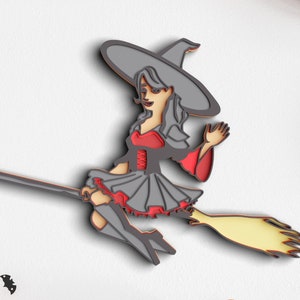 3D heks bezemsteel voor Halloween - mandala Svg-bestanden voor Cricut projecten, lasergesneden, schaduwdoos - herfst geschenkdoos
