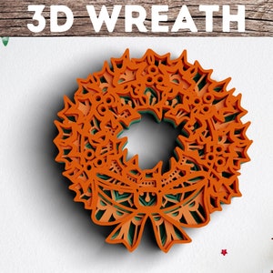3D Weihnachtskranz SVG: Mehrschichtige Mandala Laser Cut Datei
