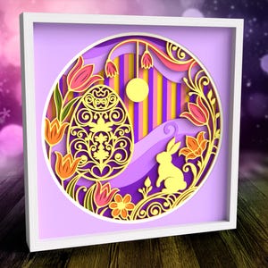 3D Easter Egg Shadowbox SVG: Floral Layered Papercut (Digital Download)