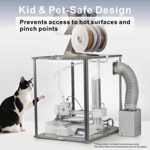 3D Druckergehäuse für Bambu Lab A1 Mini, Rauch- & Geruchsregulierung, Aussparung für externe Filter, LED-Beleuchtung, Überhitzungsschutz, Schwarz Bild 6