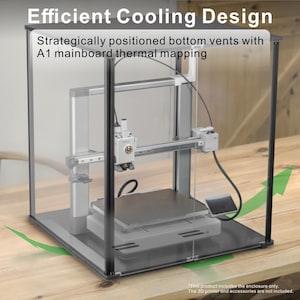 3D Printer Enclosure for Bambu Lab A1, Fume & Odor Control, Cutout for External Filtration, LED Lighting, Overheating Protection, Black zdjęcie 3