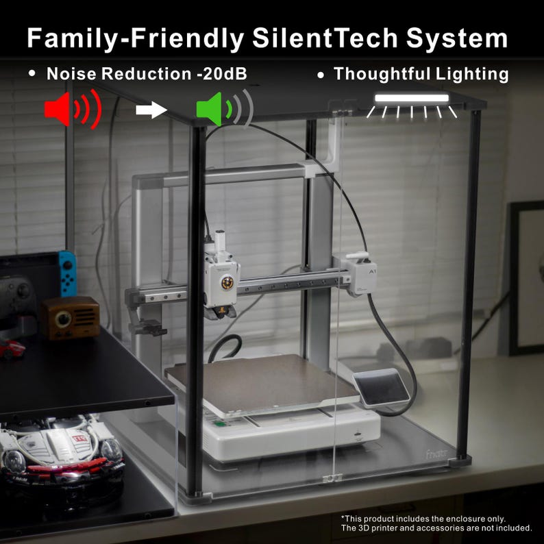 3D Printer Enclosure for Bambu Lab A1, Fume & Odor Control, Cutout for External Filtration, LED Lighting, Overheating Protection, Black zdjęcie 5