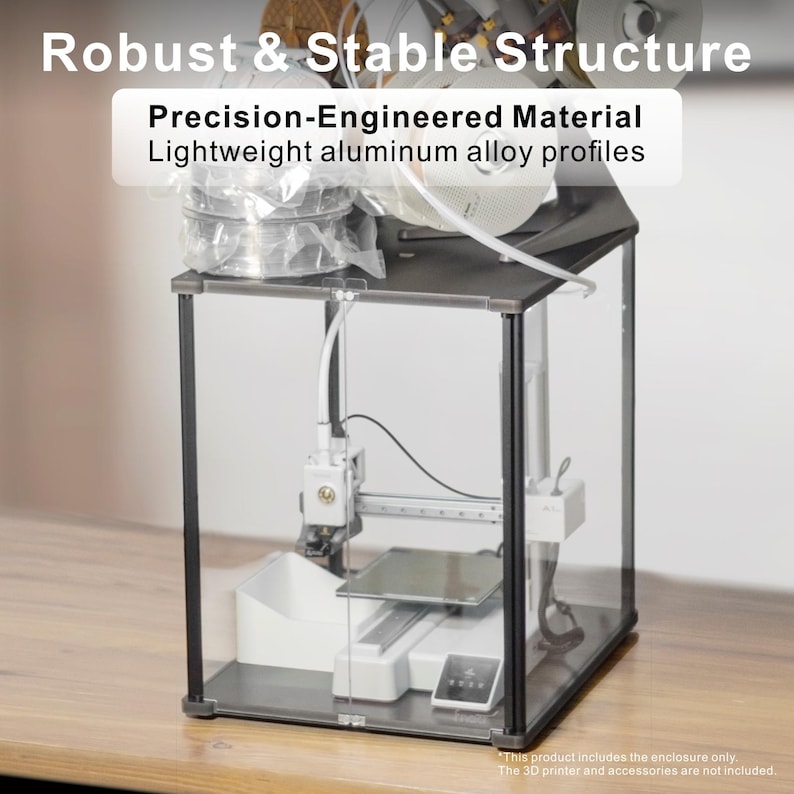 3D Druckergehäuse für Bambu Lab A1 Mini, Rauch- & Geruchsregulierung, Aussparung für externe Filter, LED-Beleuchtung, Überhitzungsschutz, Schwarz Bild 4