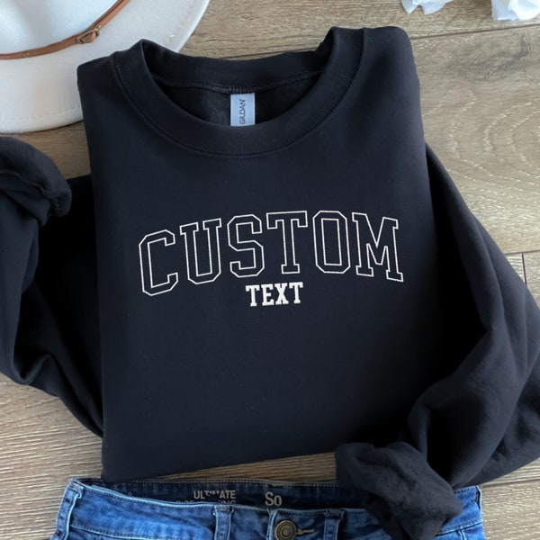 Personalized Embroidered Sweatshirt, Custom Embroidered Sweatshirt, Varsity Sweatshirt, Embroidered College Sweatshirt, Auntie Sweatshirt