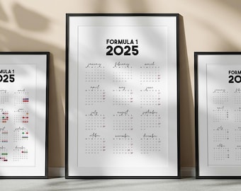 F1 2025 Race Day Calendar Poster - Bundle - Digital Download