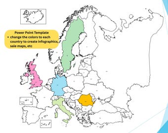 Europe Map PowerPoint Template | Editable Country Infographic | Sales Color | Instant Download