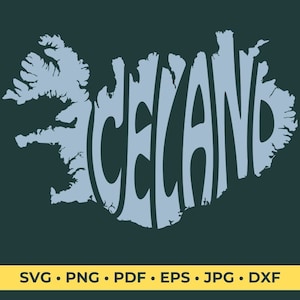 Islande, lettrage, mot, art, pays, forme, SVG, couper, fichier