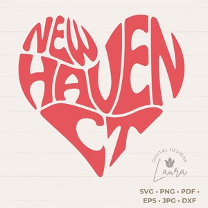 New Haven CT word art heart SVG