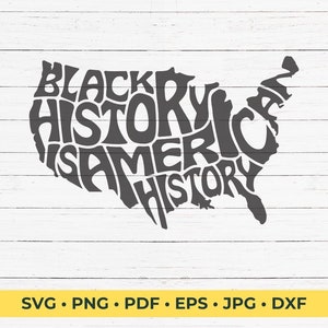 Zwarte geschiedenis is Amerikaanse geschiedenis Amerika kaart vorm gesneden SVG-bestand