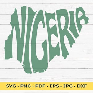 Nigeria Word Art in Country Shape SVG Cut File
