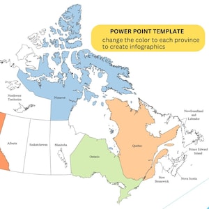 Kanada Provinzen bearbeitbare Karte | Power Point Vorlage