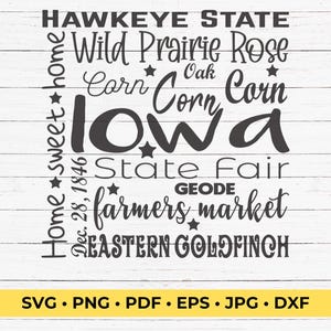 State of Iowa SVG Cut File Square Typography
