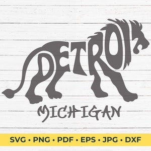 Detroit Word Art in Lion Shape SVG Cut File