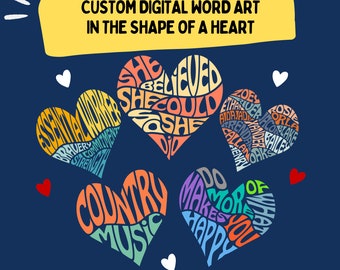 Custom word art design in the shape of heart