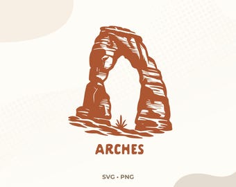 Arches National Park SVG | Desert Arch Illustration | Utah PNG | Sublimation Design