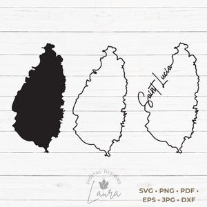 Saint Lucia Silhouette Outline Map SVG Cut File