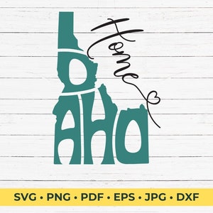 Idaho Home Word Art in State Shape SVG Cut File
